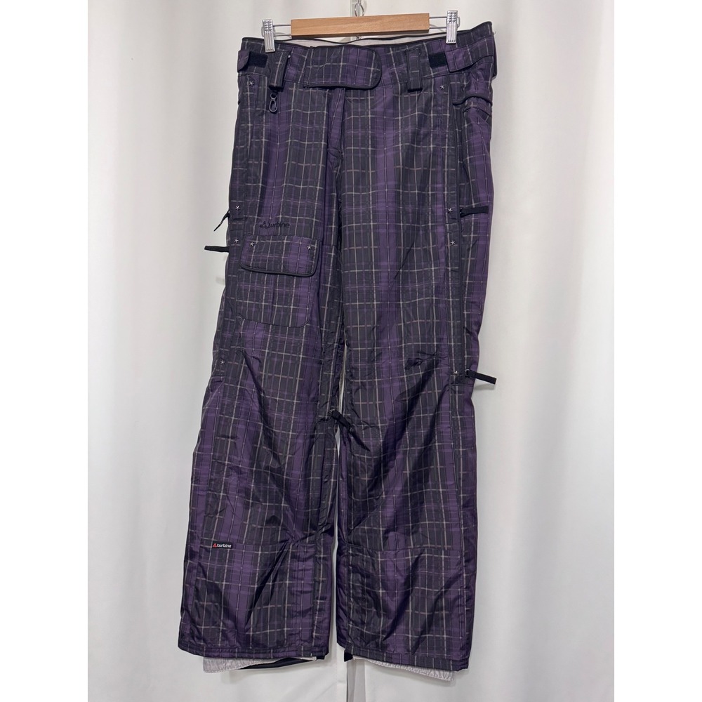 Turbine Purple Plaid Snowboard Womens Insulated Ski Cargo Snow Pants Medium